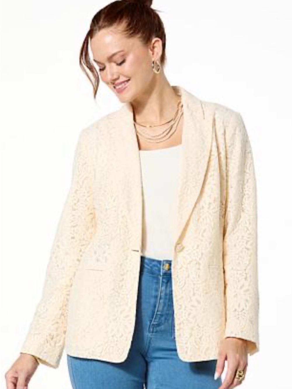 G by Giuliana Cream Lace Blazer
